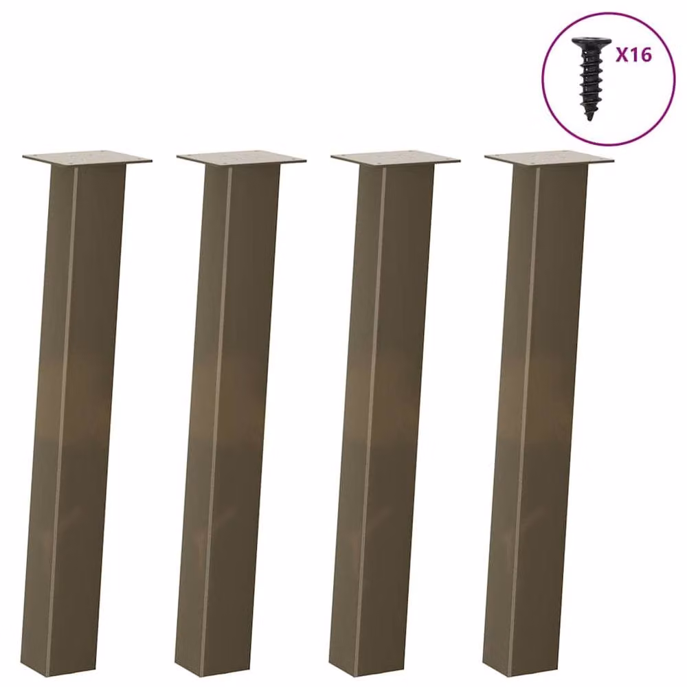 Berkfield Home Steel Coffee Table Legs, 4 Pieces, Brown, Height: 72 cm – 2