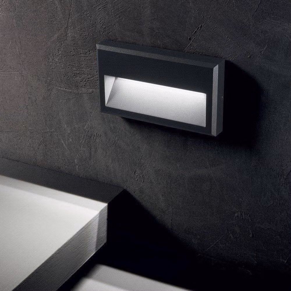 Netlighting Febe LED Outdoor Rectangular Flush Wall Light in Anthracite Black, 3000K, IP65 – 3