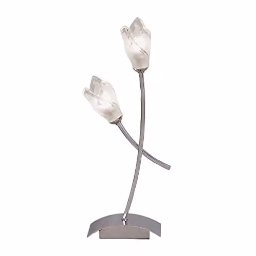 Netlighting Pietra Modern Table Lamp with 2 G9 Lights in Polished Chrome and Transparent Glass