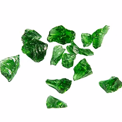 Teamson Home Green Tempered Fire Glass Lava Rocks for Outdoor Gas Fire Pits, 4 kg – 5