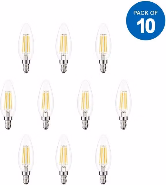 ENER-J LED Candle Light Bulbs, 4W E14 Base, Warm White 2700K, Pack of 10, Beige, Diameter: 25 cm, Height: 19 cm