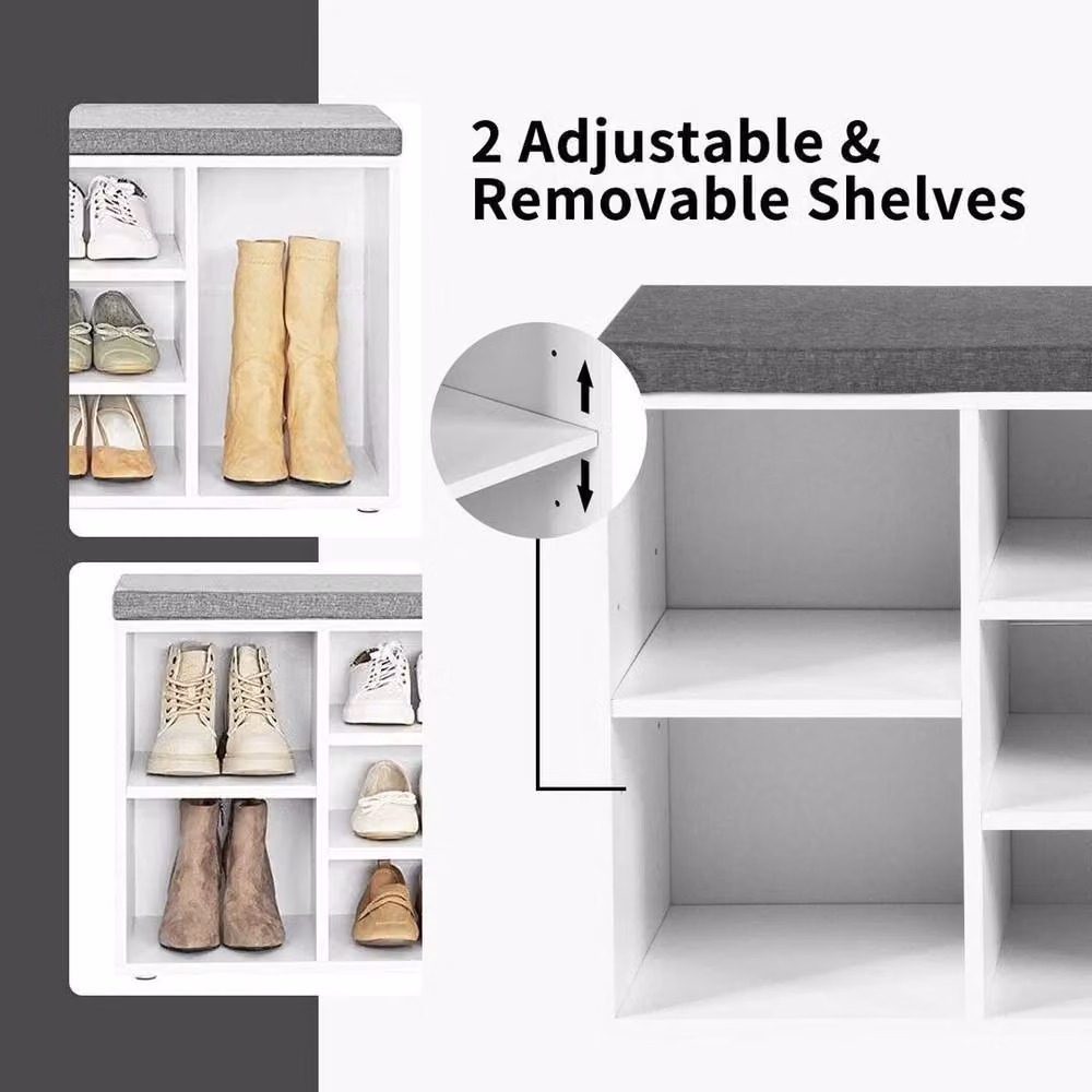 EONLION White Shoe Storage Cabinet and Bench – 5