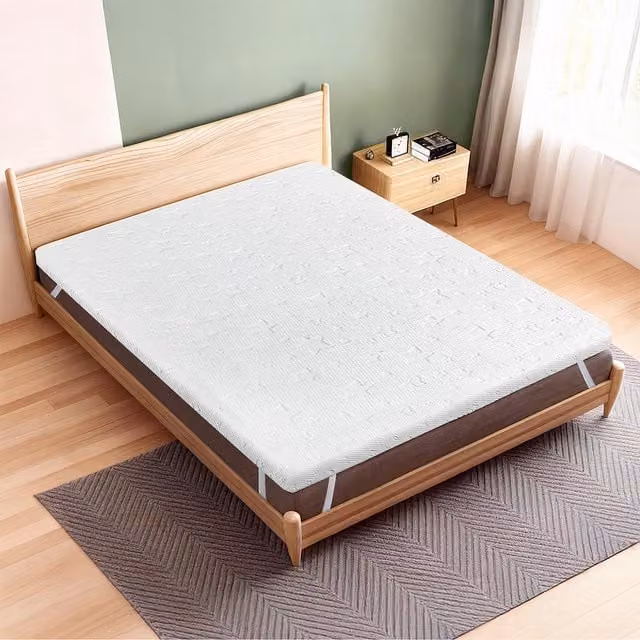Lavio Double Memory Foam Mattress Topper with Bamboo Charcoal, 5cm, White