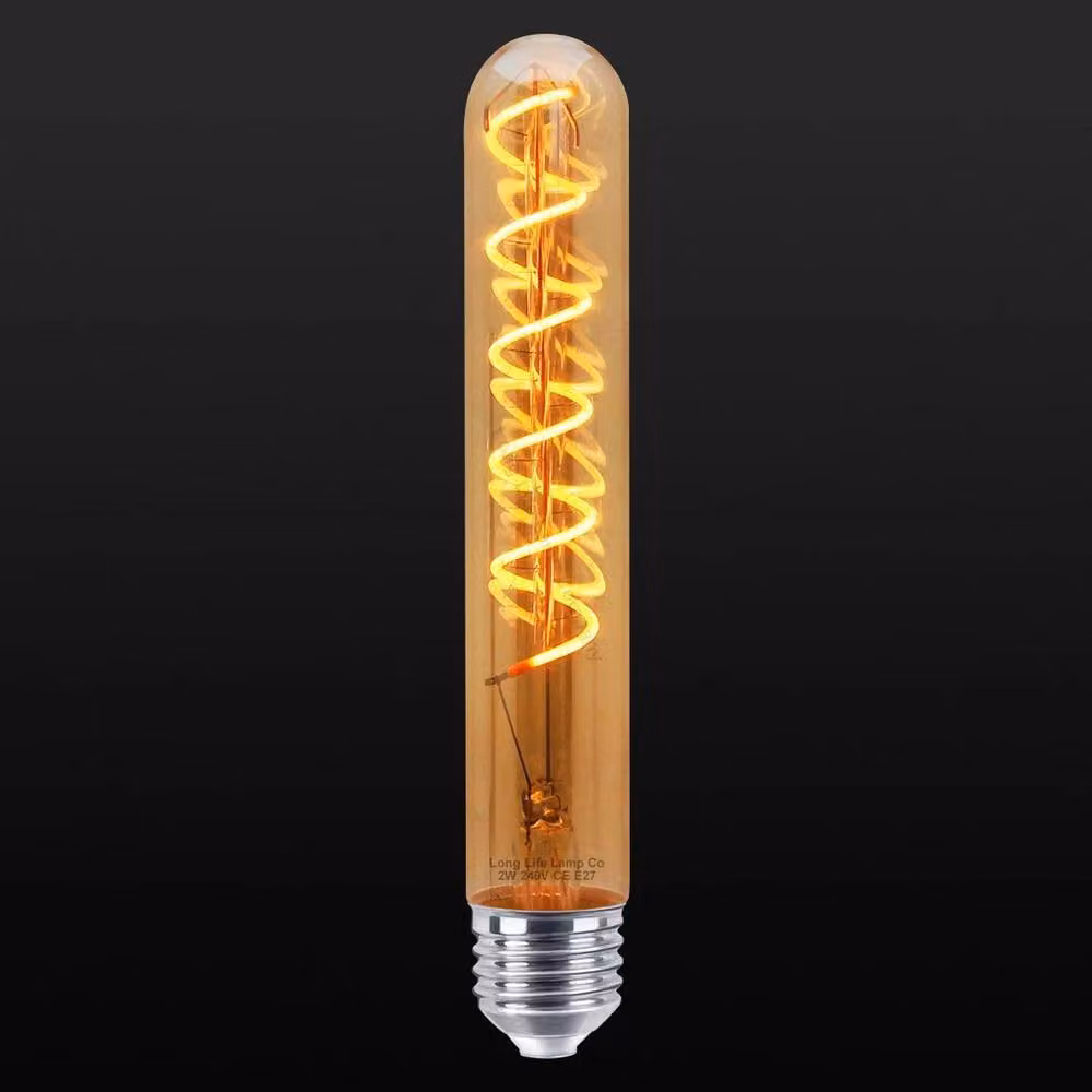 SPETLEK Orange Teardrop Spiral Filament LED Test Tube Light Bulb – 3