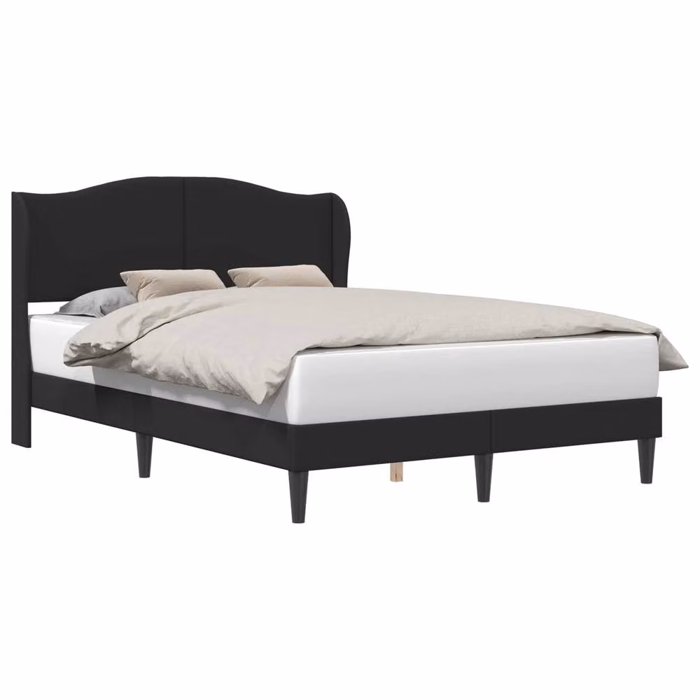 Berkfield Home Modern Upholstered Bed Frame with Headboard in Black Faux Leather W/D/H: 135 x 190 cm – 2