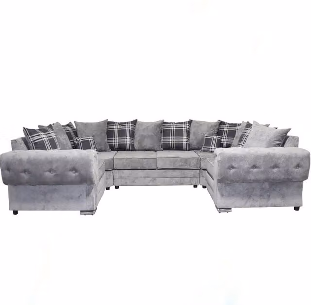 Snug Furniture Birmingham Ltd Verona Grey Chenille U-Shape 6 Seater Sofa