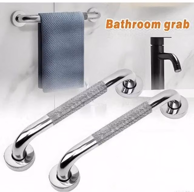NESTLUNE 2-Piece Stainless Steel Safety Support Hand Rail in Silver