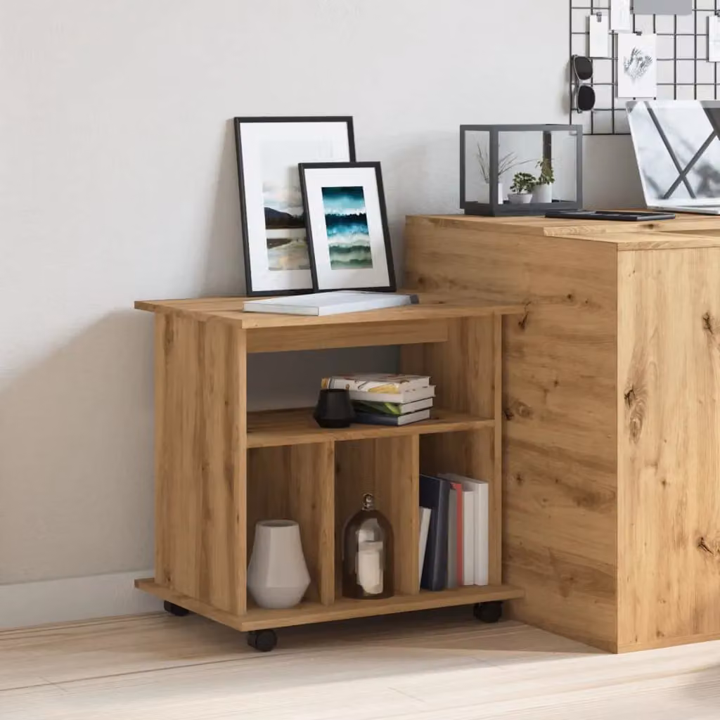 Berkfield Home Artisan Oak Rolling Cabinet in Brown, W/D/H: 60 x 45 x 60 cm – 3
