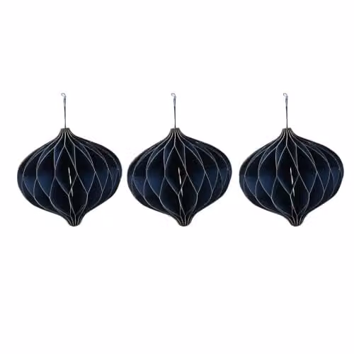 Widdop and Co Blue Abstract Geometric Paper Christmas Baubles Set of 3