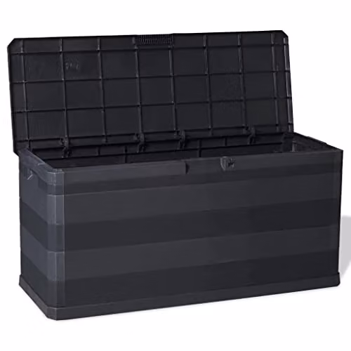 vidaXL Black Plastic Garden Storage Box W/D/H: 117 x 45 x 56 cm – 2