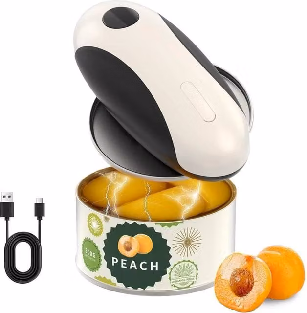 FLAVORA Cordless Electric Can Opener, USB-C Rechargeable, White