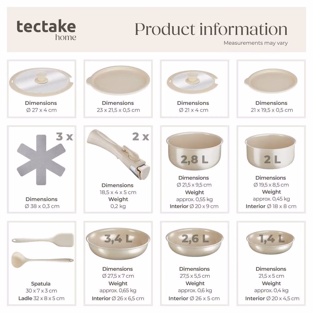tectake Kitchen Starter Set Una/Genua Multicolour Ceramic and Stoneware Set – 4