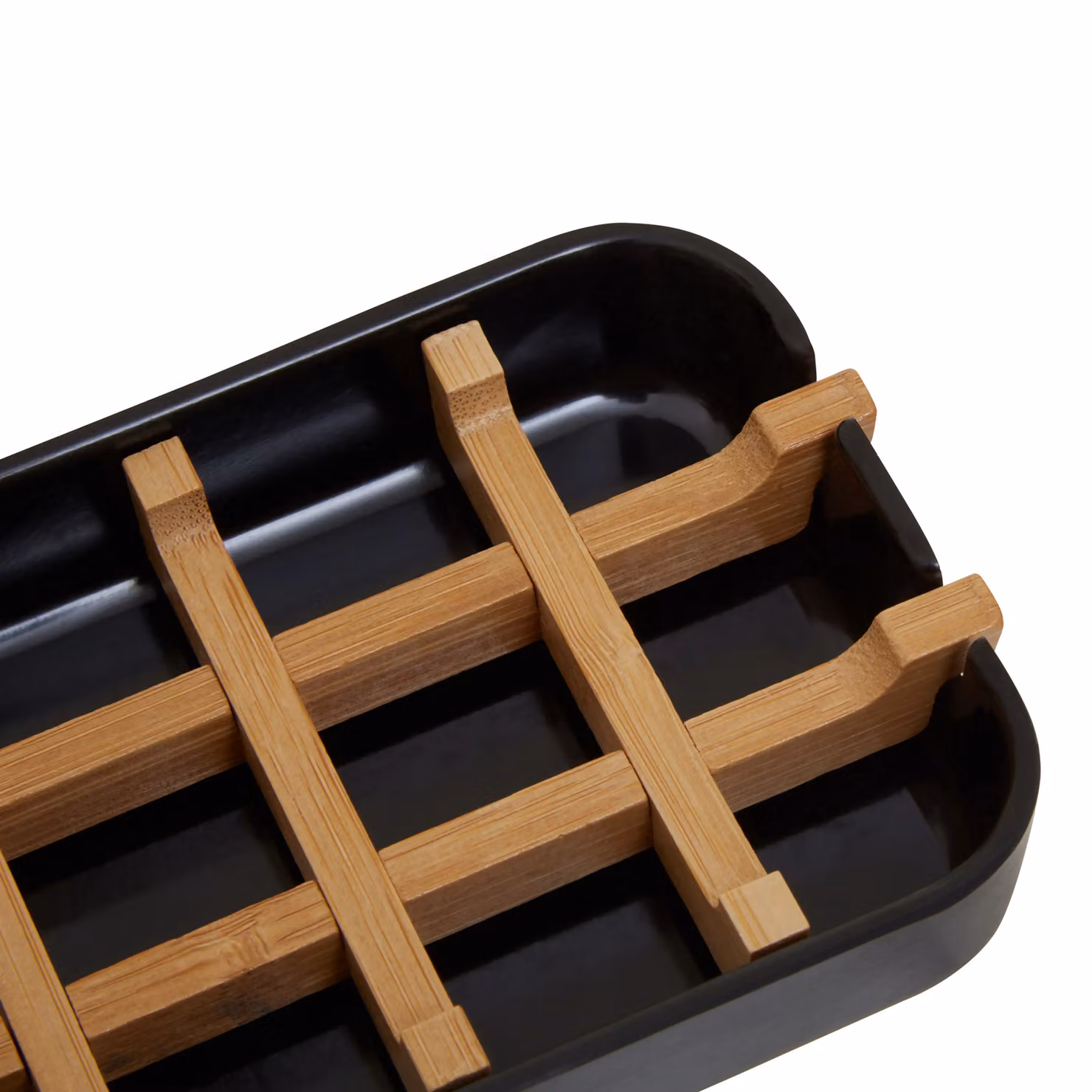 Orsina Modern Bamboo Soap Dish with Drainage and Removable Insert, Grey and Black, W: 13 cm, D: 9 cm, H: 3 cm – 10
