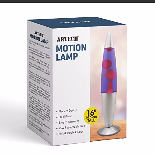 Trendi Pink Wax and Purple Liquid Motion Lamp with Silver Aluminium Base, Height: 40.64 cm – 2