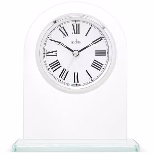 Acctim Adelaide Mantel Clock in Silver with Quartz Movement and Illuminated Hands