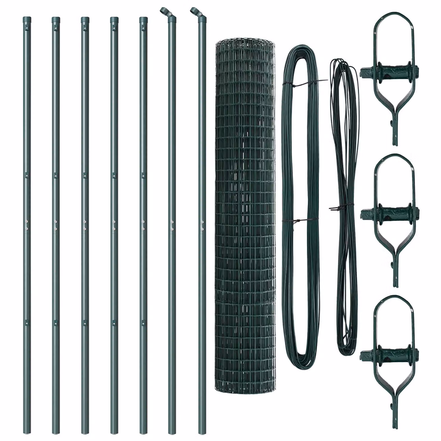 Berkfield Home Euro Fence with 7 Posts, Galvanised Steel, Green and Silver, W: 10 m, H: 1.5 m – 3