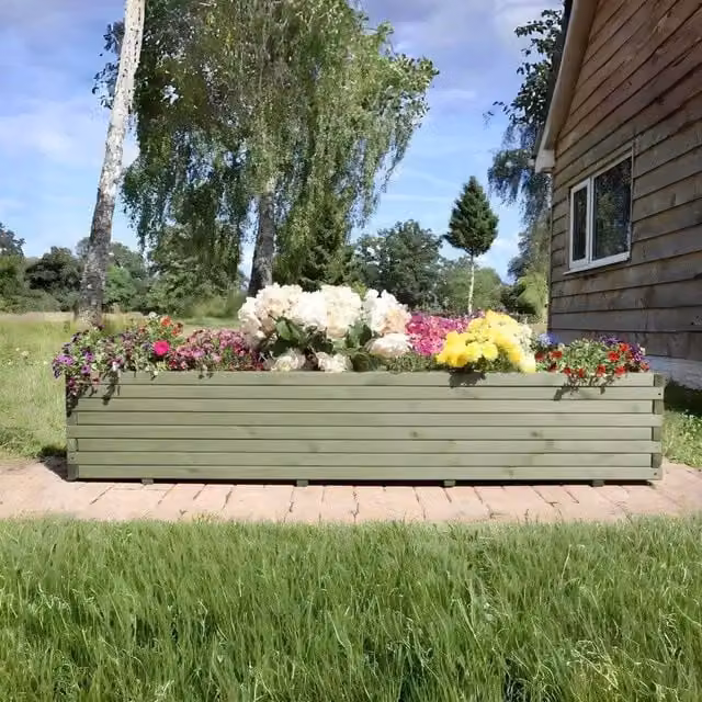 Access Garden Products Pine Raised Trough Planter, Green, W: 180 cm, D: 40 cm, H: 40 cm