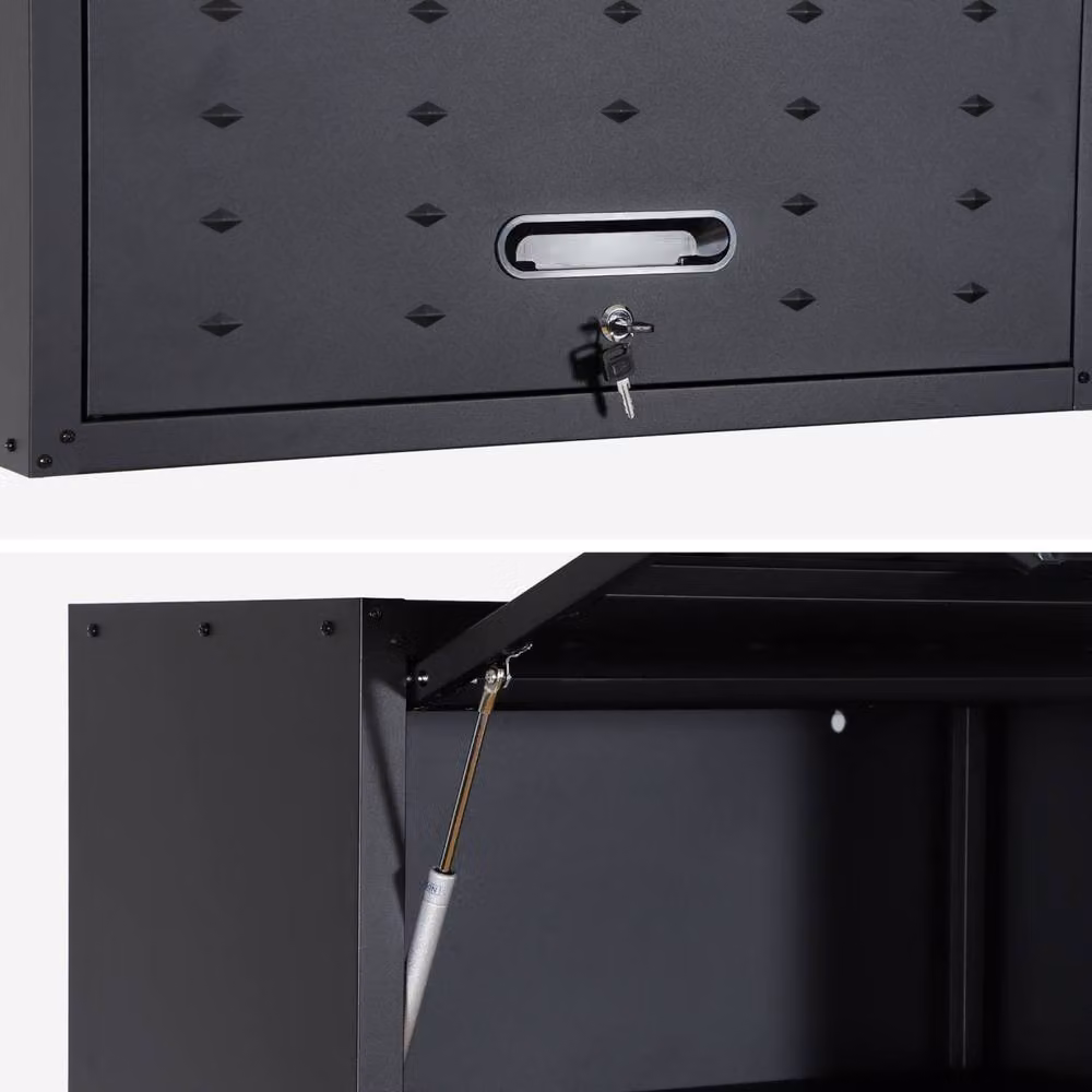 sweeek Set of 2 Matt Black Metal Garage Storage Cabinets with Hinged Doors and Lock, W/D/H: 75.0 x 34.5 x 30.0 cm – 3