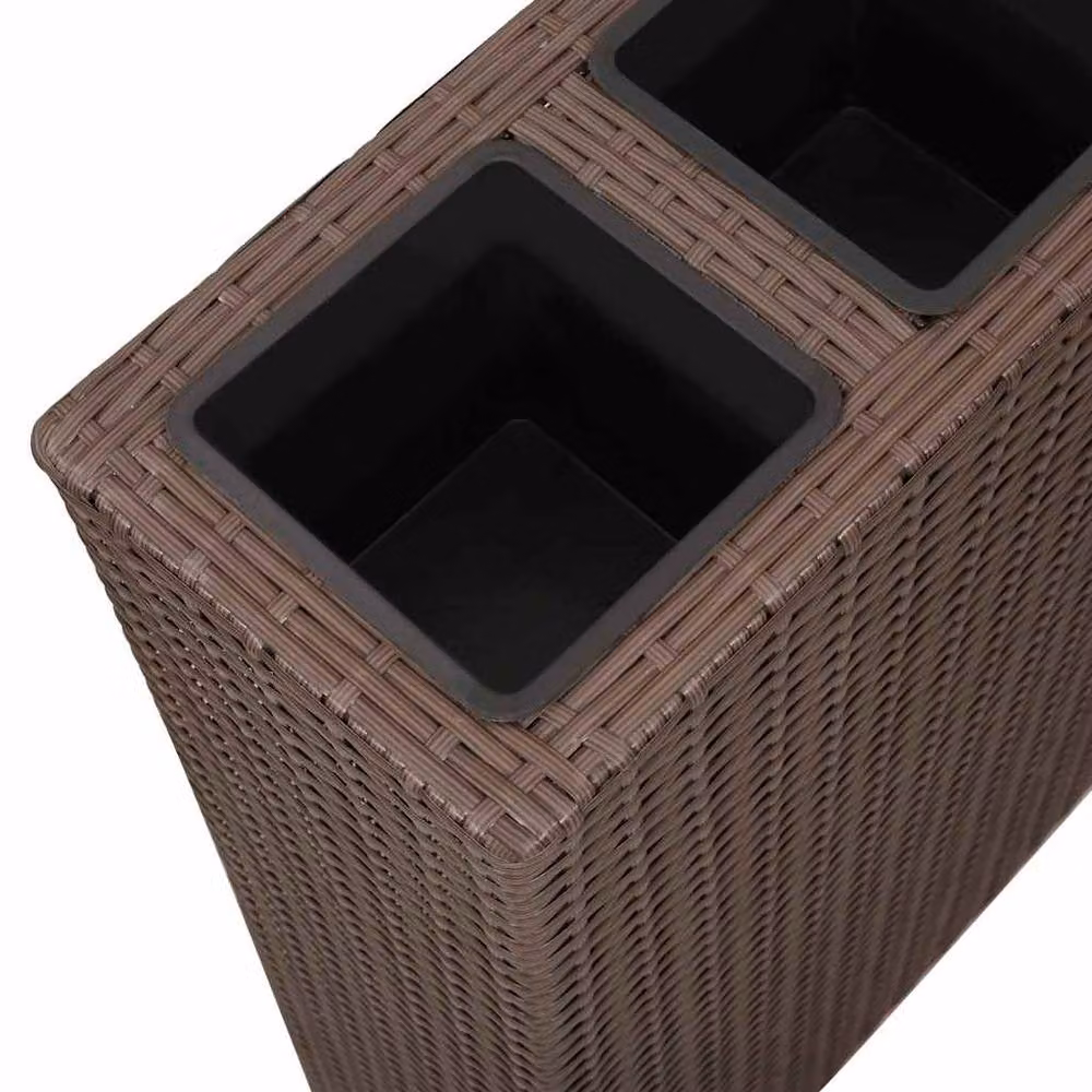 Berkfield Home Garden Raised Bed with 4 Pots in Brown Poly Rattan – 4