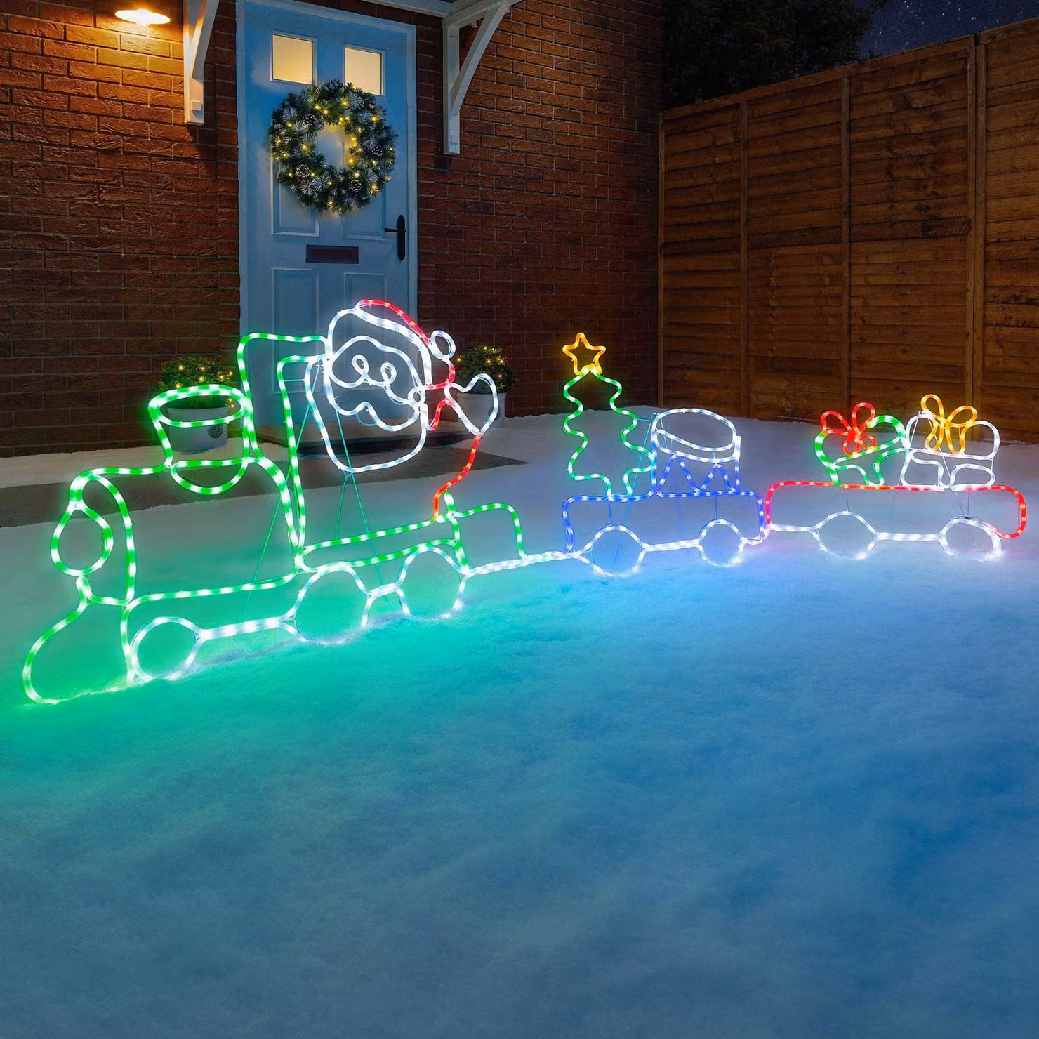 Christow Multicolour Christmas Train LED Rope Light Outdoor Garden Silhouette Decoration – 2