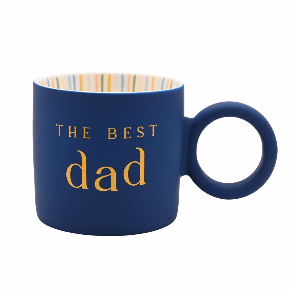 Confetti Best Dad Ceramic Mug in Blue and Gold – 2