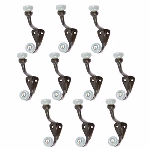 Hammer and Tongs Grey Ceramic Ball Hat and Coat Hooks in Black, Pack of 10, H: 105 mm – 2