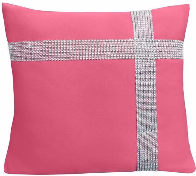 Velosso Diamante Cross Filled Cushion in Pink, W/D/H: 43 x 43 x 43 cm