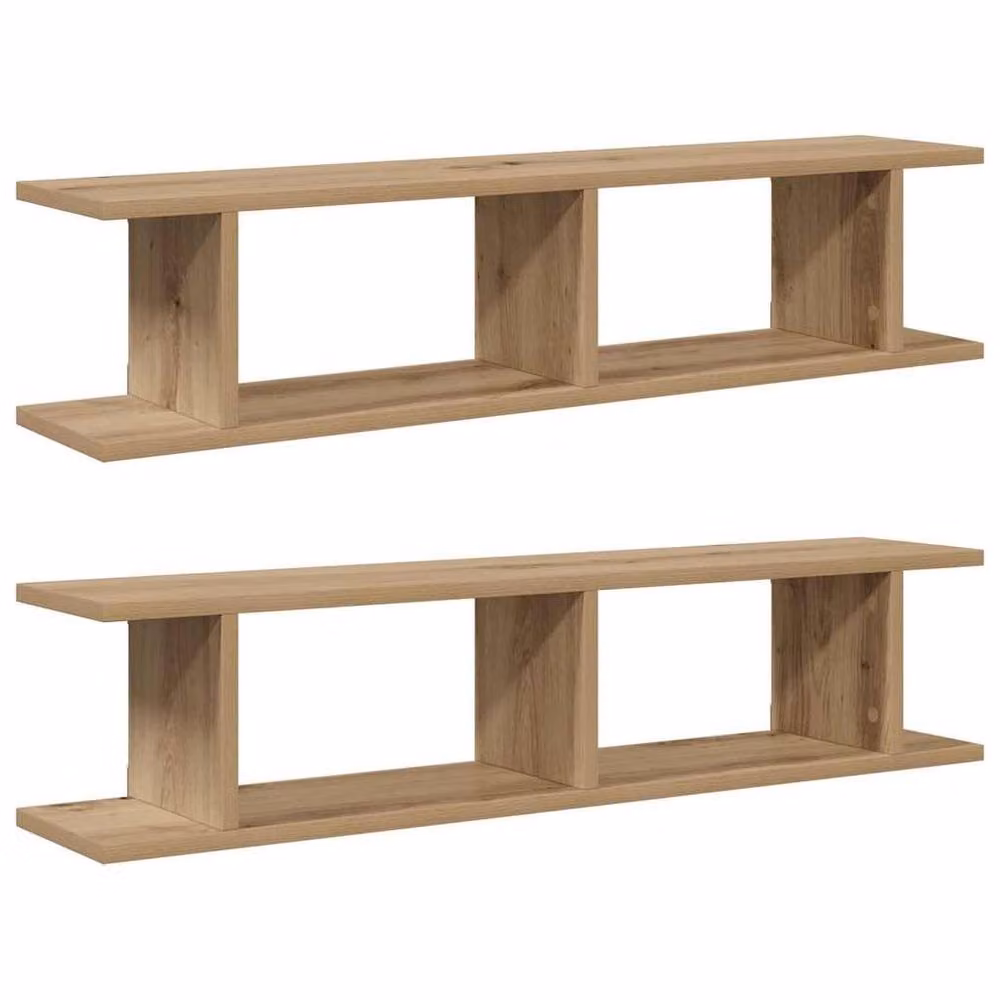 Berkfield Home Artisan Oak Wall Shelves, 2 Piece Set in Brown, W/D/H: 90 x 18 x 20 cm – 2