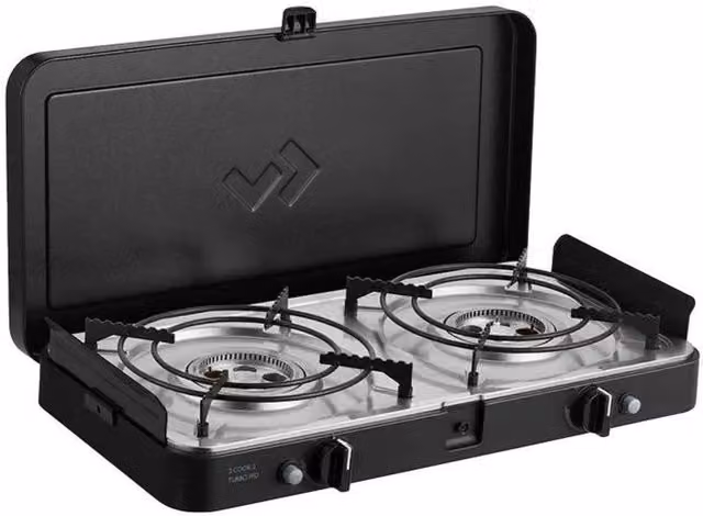 Cadac 2 Cook Turbo Deluxe Dual Burner Gas Tabletop Stove in Black
