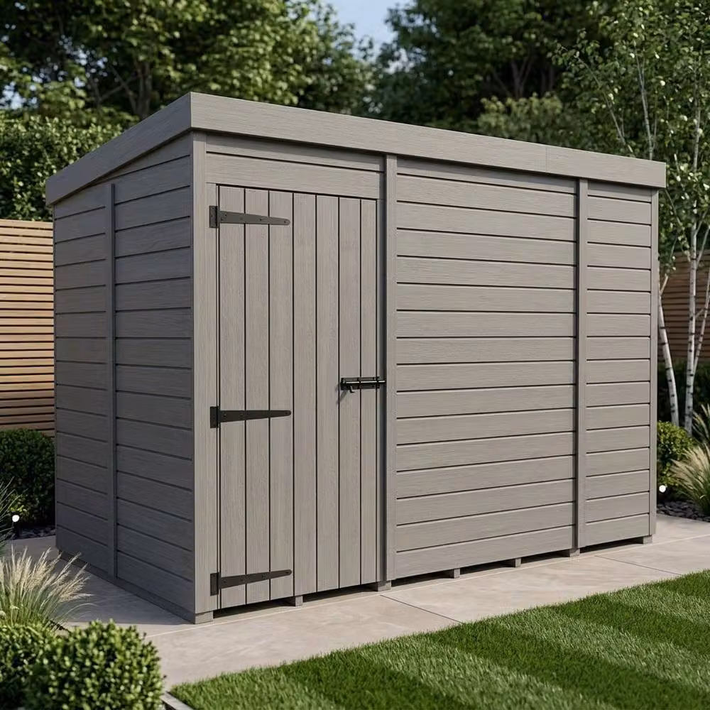 Buttercup Farm Grey Composite Pent Garden Shed with Single Door and No Windows W/D/H: 152.4 x 274.3 x 210 cm – 2
