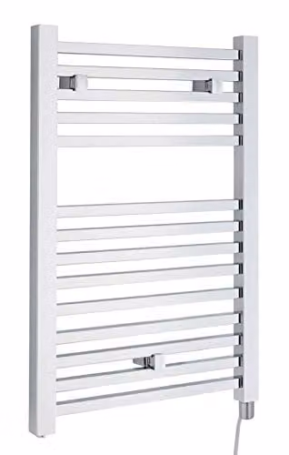 Hudson Reed HL150 Modern Bathroom 200 Watt Vertical Electric Heated Towel Rail, Silver, H: 69.0 cm, W: 50.0 cm