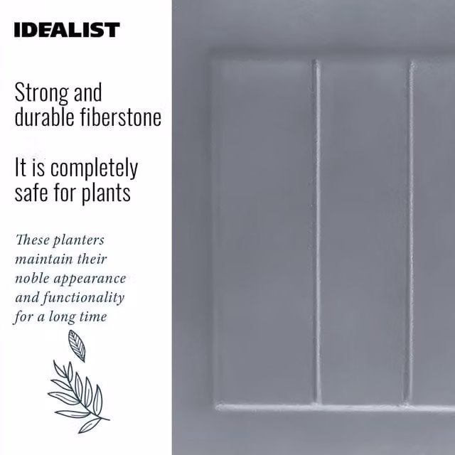 Idealist Square Garden Planter and Faux Lead Outdoor Flower Box in Grey