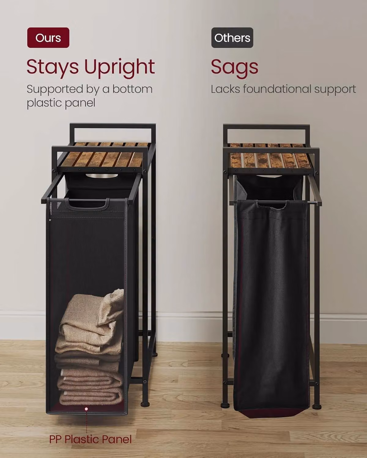 VASAGLE Laundry Hamper with Metal Frame and Pull Out Liner in Black – 3