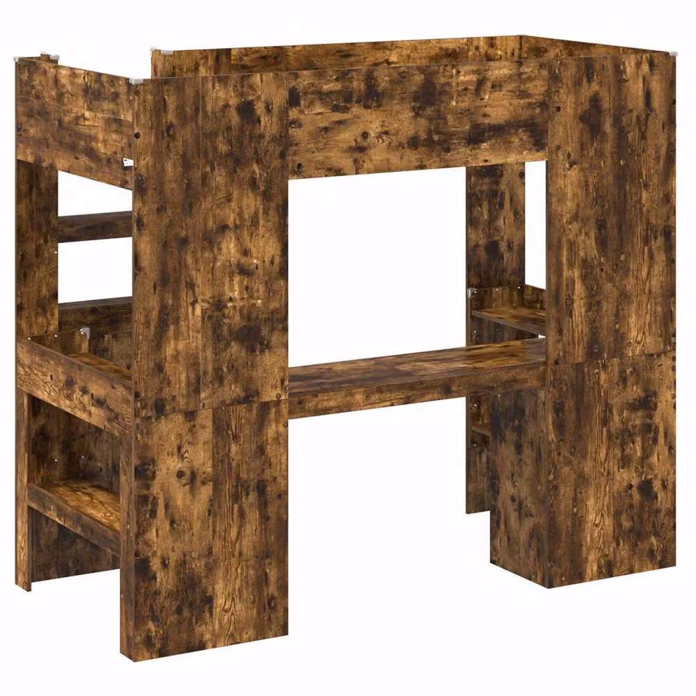 Berkfield Home Loft Bed Frame with Desk in Smoked Oak Brown, W/D/H: 90 x 190 cm – 4