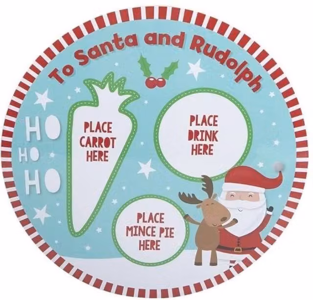 KDMD Christmas Eve Round Cork Backed Placemats, 4 Pack, Light Blue