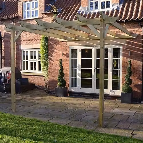 Buttercup Farm Wall Mounted Wooden Garden Pergola in Light Green, W360 x D240 x H270 cm – 2