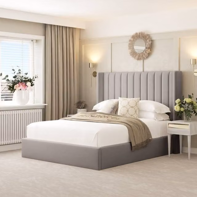 Bed Choices Madison Upholstered Bed Frame in Grey, Super King Size
