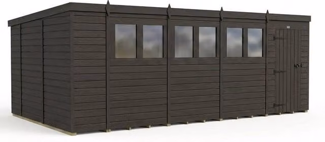Buttercup Farm Grey Composite Pent Garden Shed with Single Door and Windows, W: 305 cm, D: 305 cm, H: 210 cm – 1