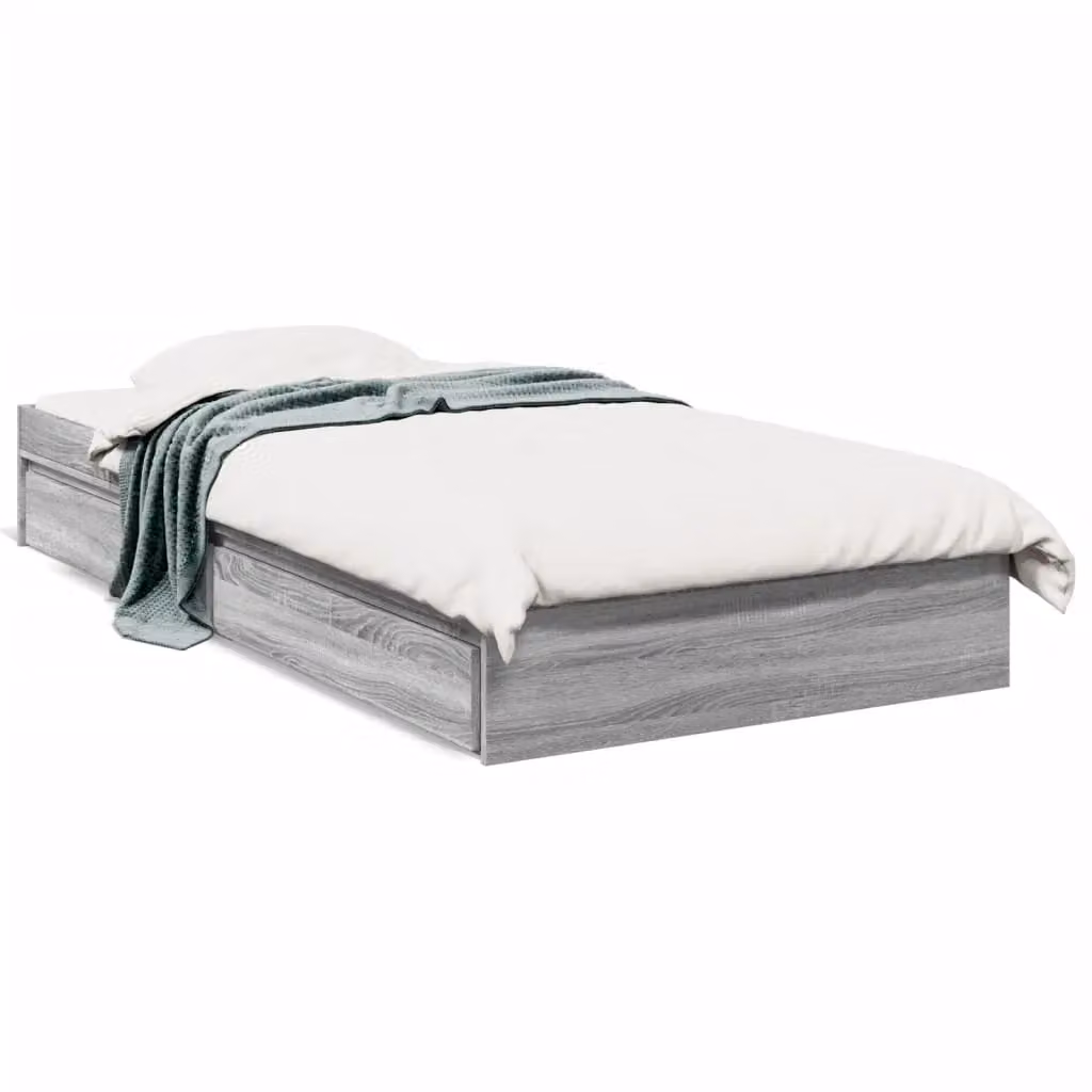 Berkfield Home Single Bed Frame with Drawers in Grey Sonoma, W/D/H: 90 x 190 cm – 2