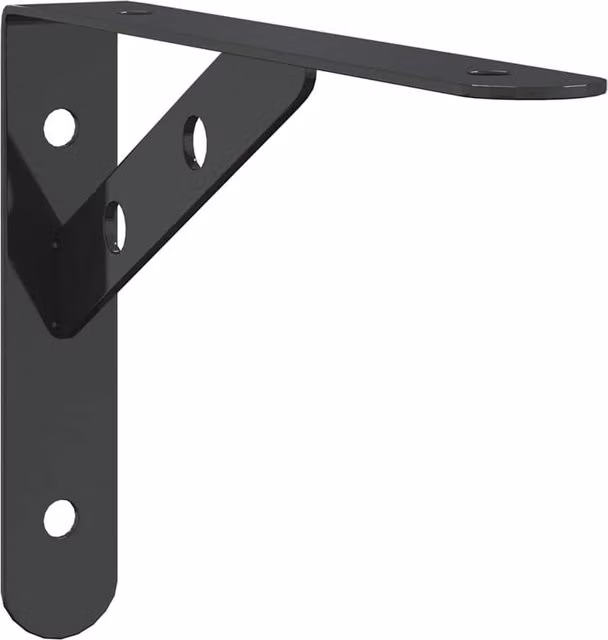 Berkfield Home Black Stainless Steel Shelf Brackets, 4 Pack, W/D/H: 20 x 2.5 x 14 cm