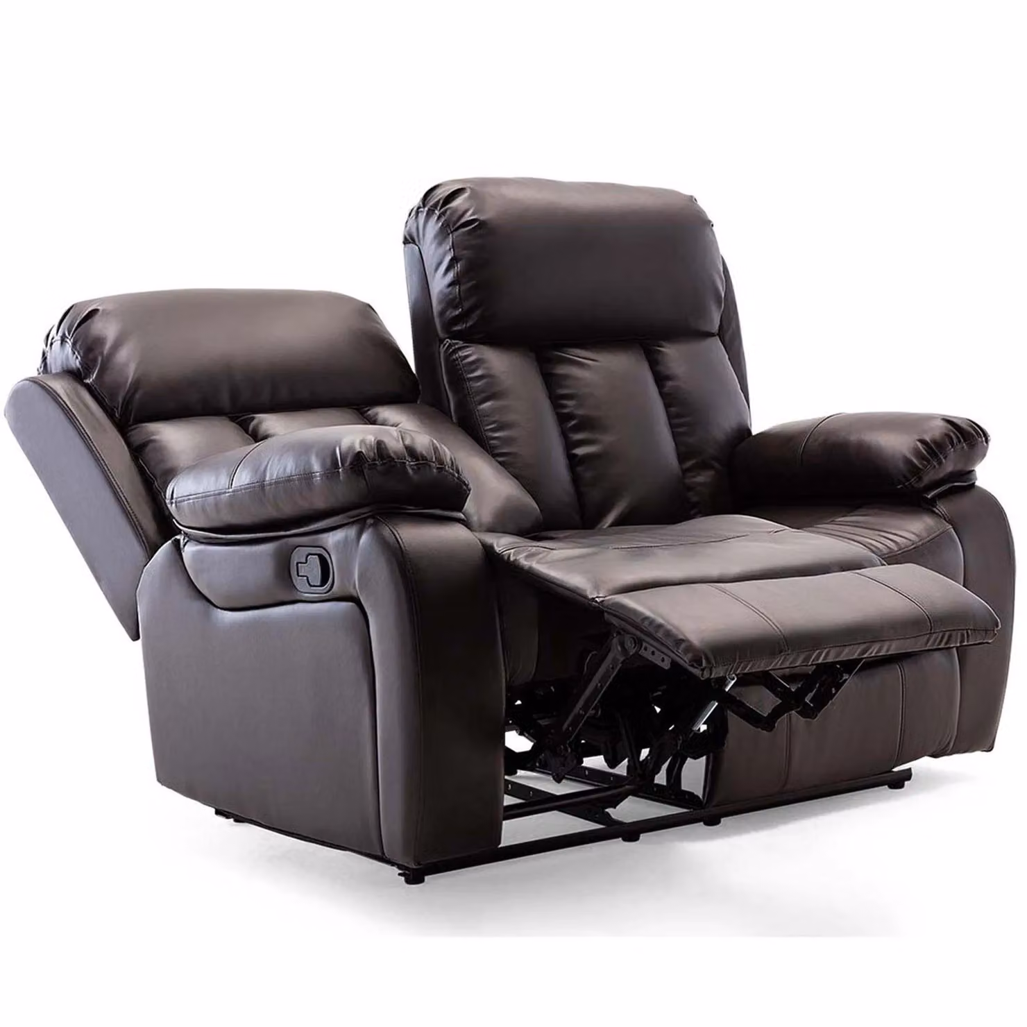 More4Homes Chester 2 Seater Manual High Back Bonded Leather Recliner Sofa in Brown (W/D/H: 157 x 92 x 108 cm) – 3