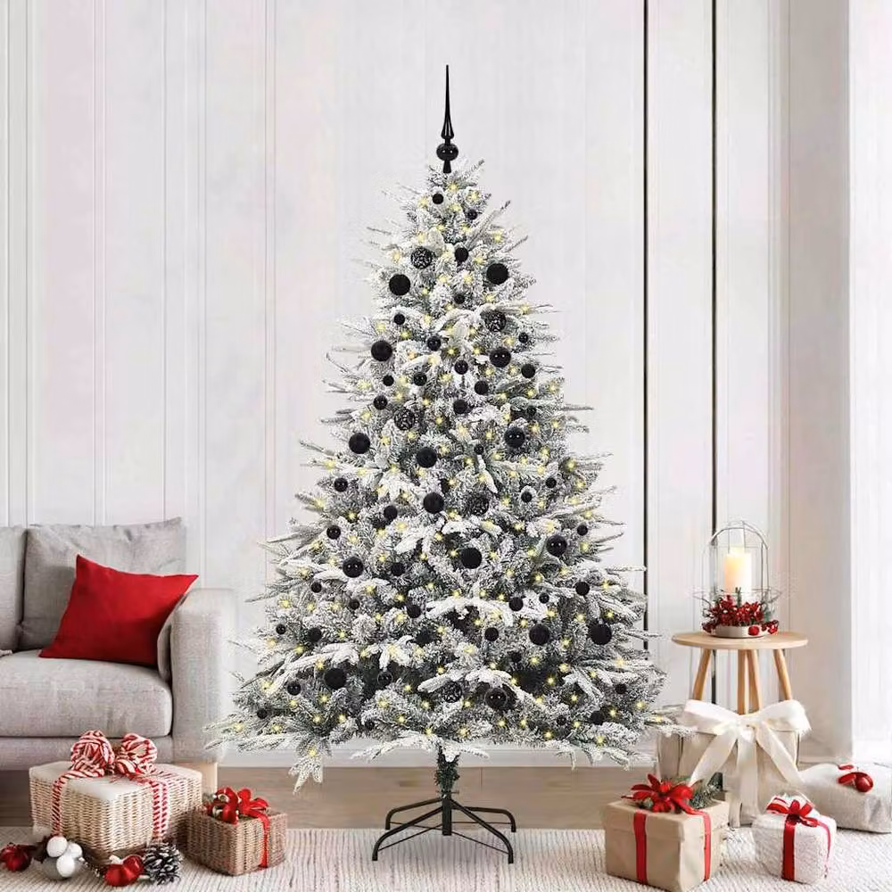Berkfield Home Realistic Artificial Pre-lit Christmas Tree with Ball Set, Green, Height: 210 cm – 2