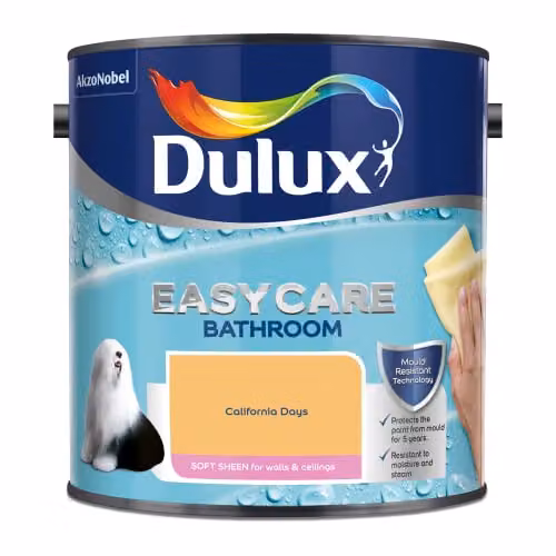 Dulux Easycare Bathroom Mould Resistant Satin Gloss Paint, Yellow, 2.5 l – 2
