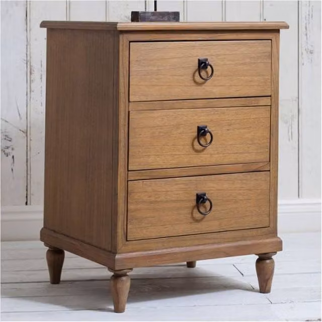 Lock Stock and Barrel Furniture Ltd Annecy Weathered Ash Wood Bedside Table in Brown, W: 48 cm, D: 44 cm, H: 68 cm