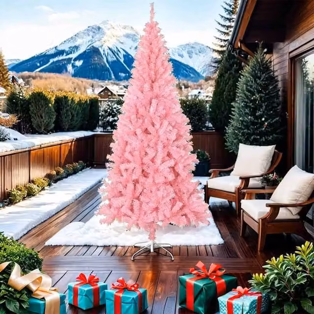 Berkfield Home Pink Artificial Christmas Tree with Stand, Height: 210 cm – 1