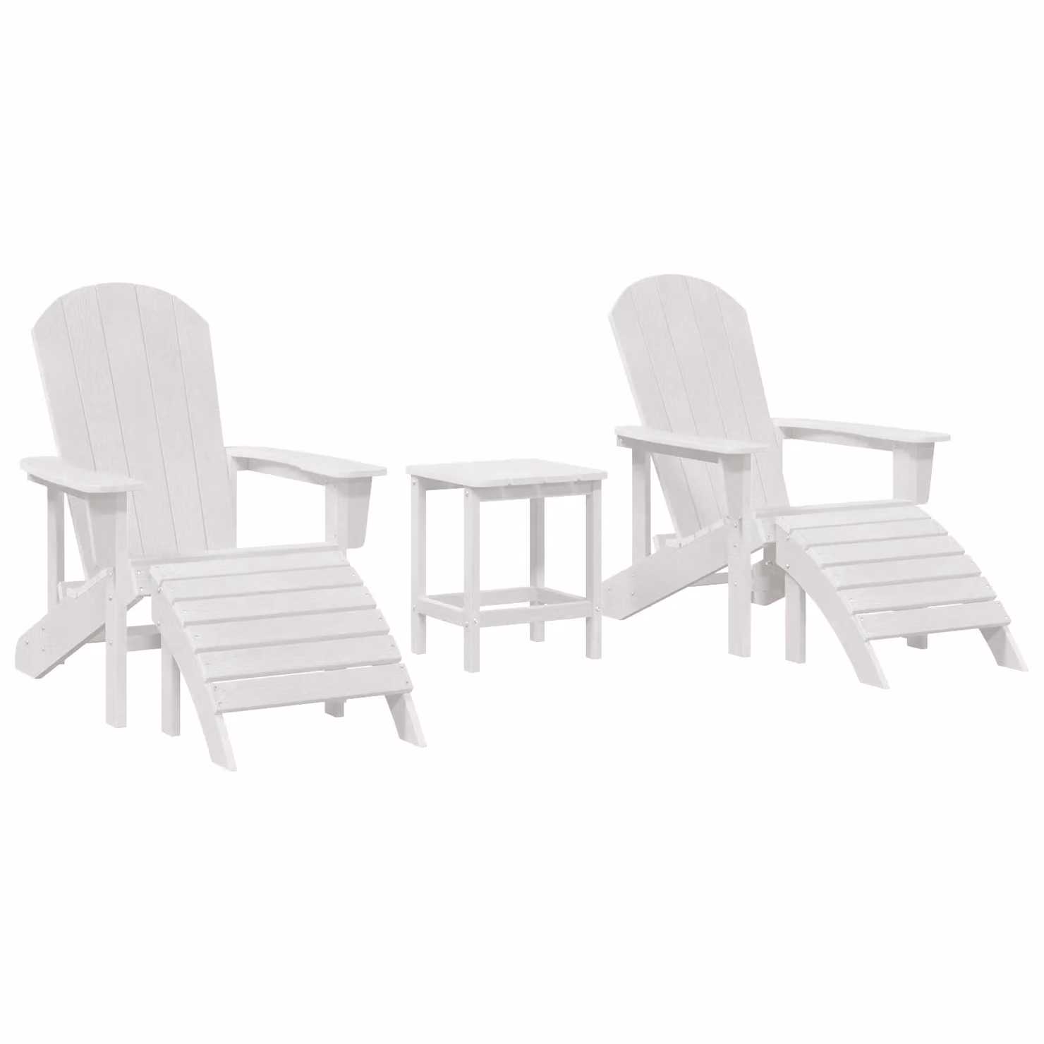 Berkfield Home 3 Piece White HDPE Garden Lounge Set with Armchairs, Coffee Table and Ottoman – 2