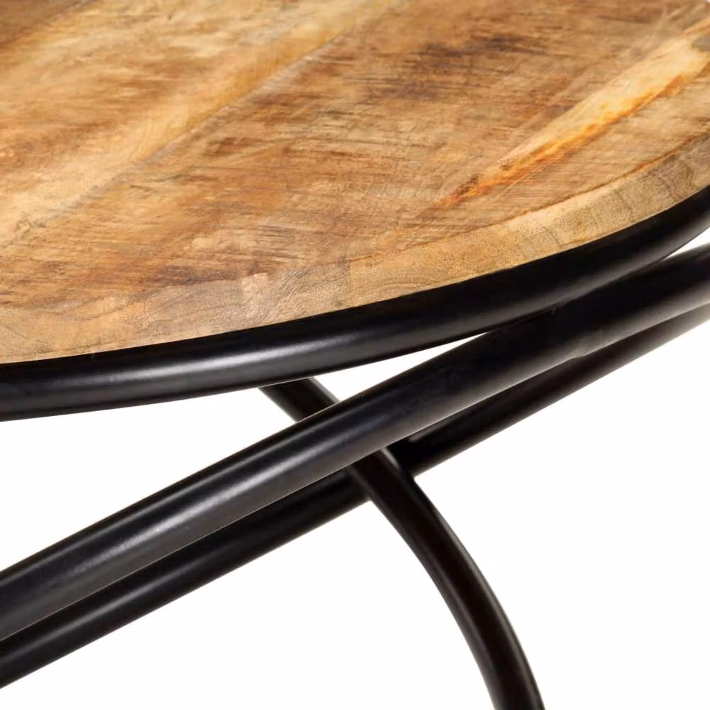 Berkfield Home Black Solid Rough Mango Wood Coffee Table W/D/H: 60 x 60 x 40 cm – 4