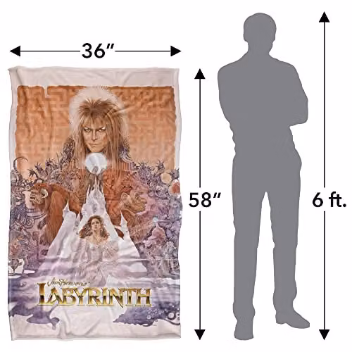 LOGOVISION Jim Henson Labyrinth Maze Montage Poster Super Soft Fleece Throw Blanket, Multicolour, W: 91 cm, D: 147 cm – 2