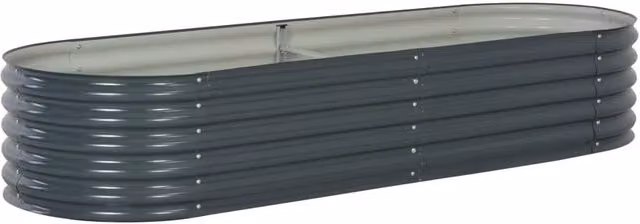 Berkfield Home Garden Galvanised Steel Raised Bed in Grey, W: 240 cm, D: 80 cm, H: 44 cm
