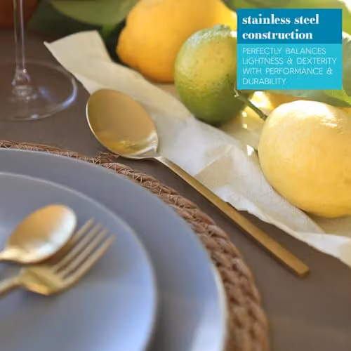 Argon Tableware Gold Coated Stainless Steel Dessert Spoons, Pack of 12 – 2